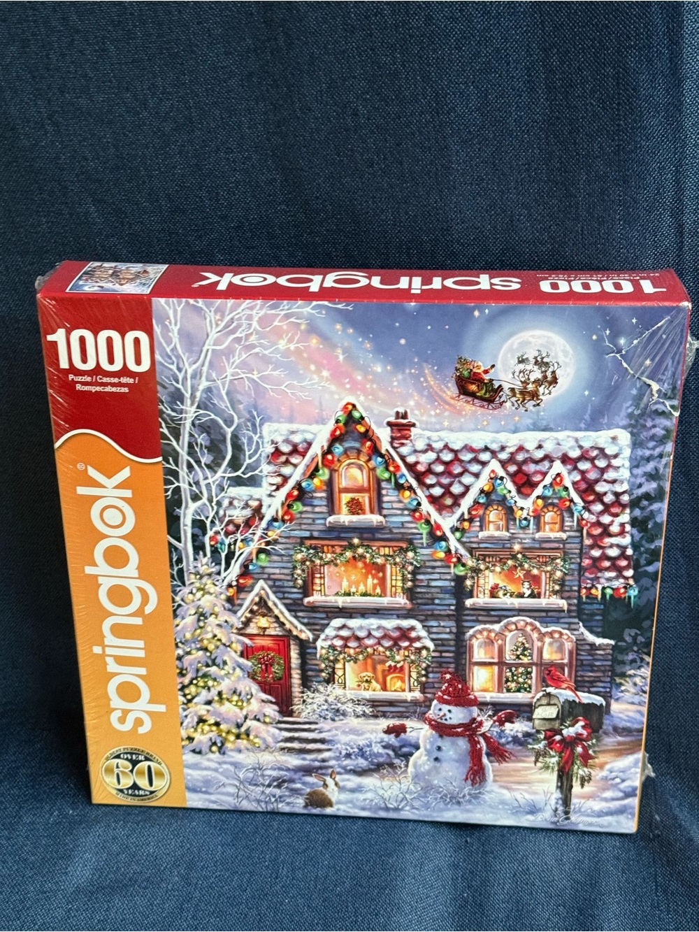 Size 12x12 - Springbok Christmas Eve Cottage 1000 Piece Puzzle Holiday New Seale